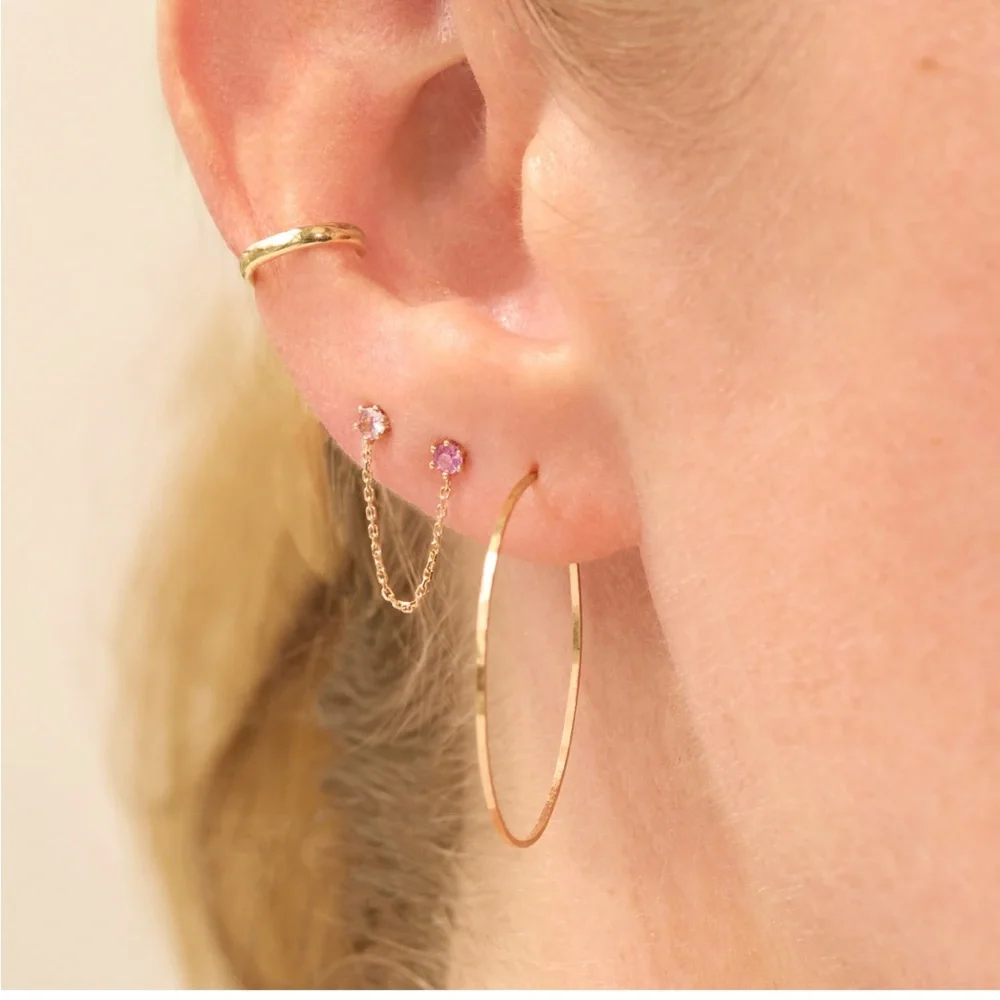 Double Pink Sapphire Draped Earring - Picture 3 of 6